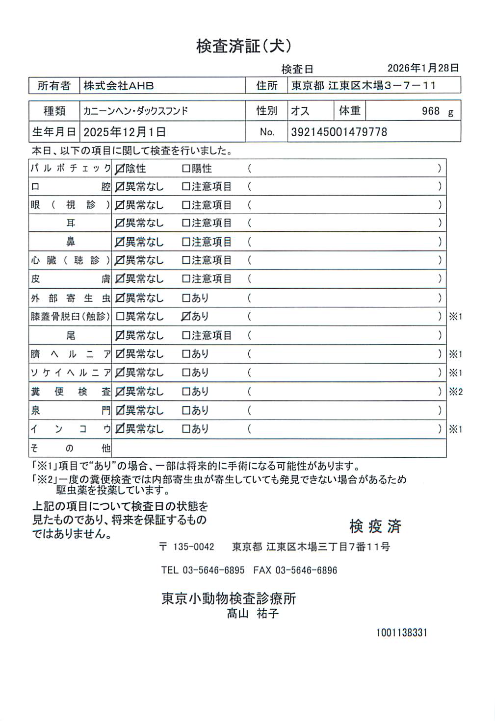 カニーンヘン・ダックスフンド