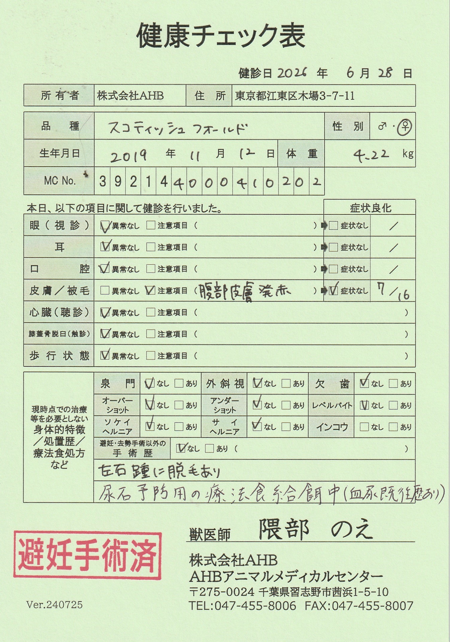 スコティッシュフォールド
