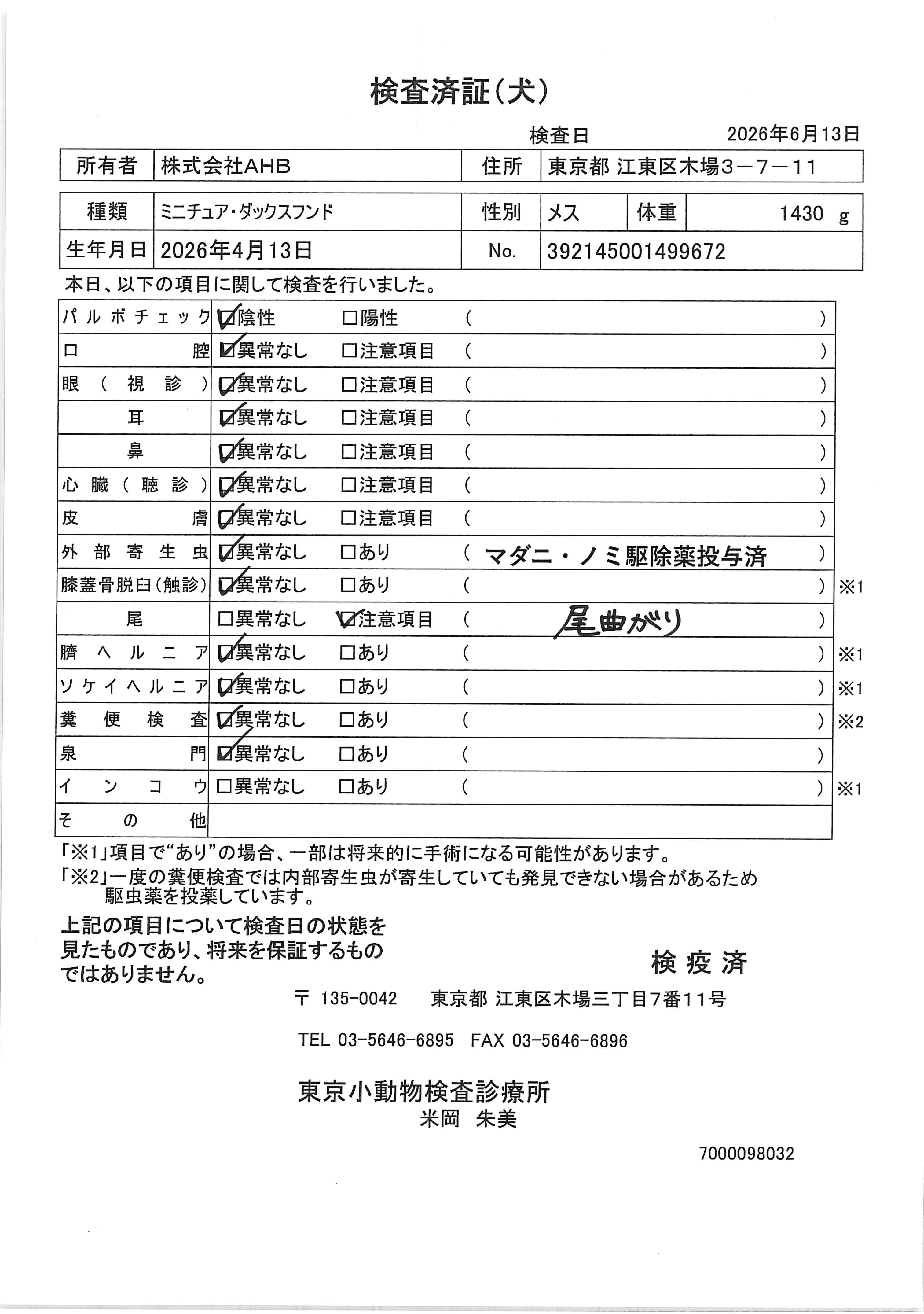 ミニチュア・ダックスフンド